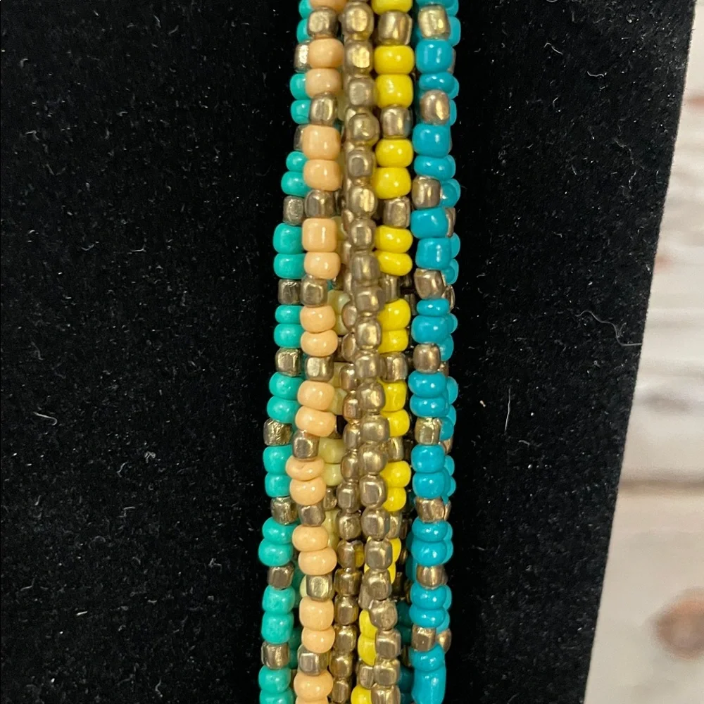 ZAD Turquoise and Yellow Beaded Necklace - Picture 3 of 7